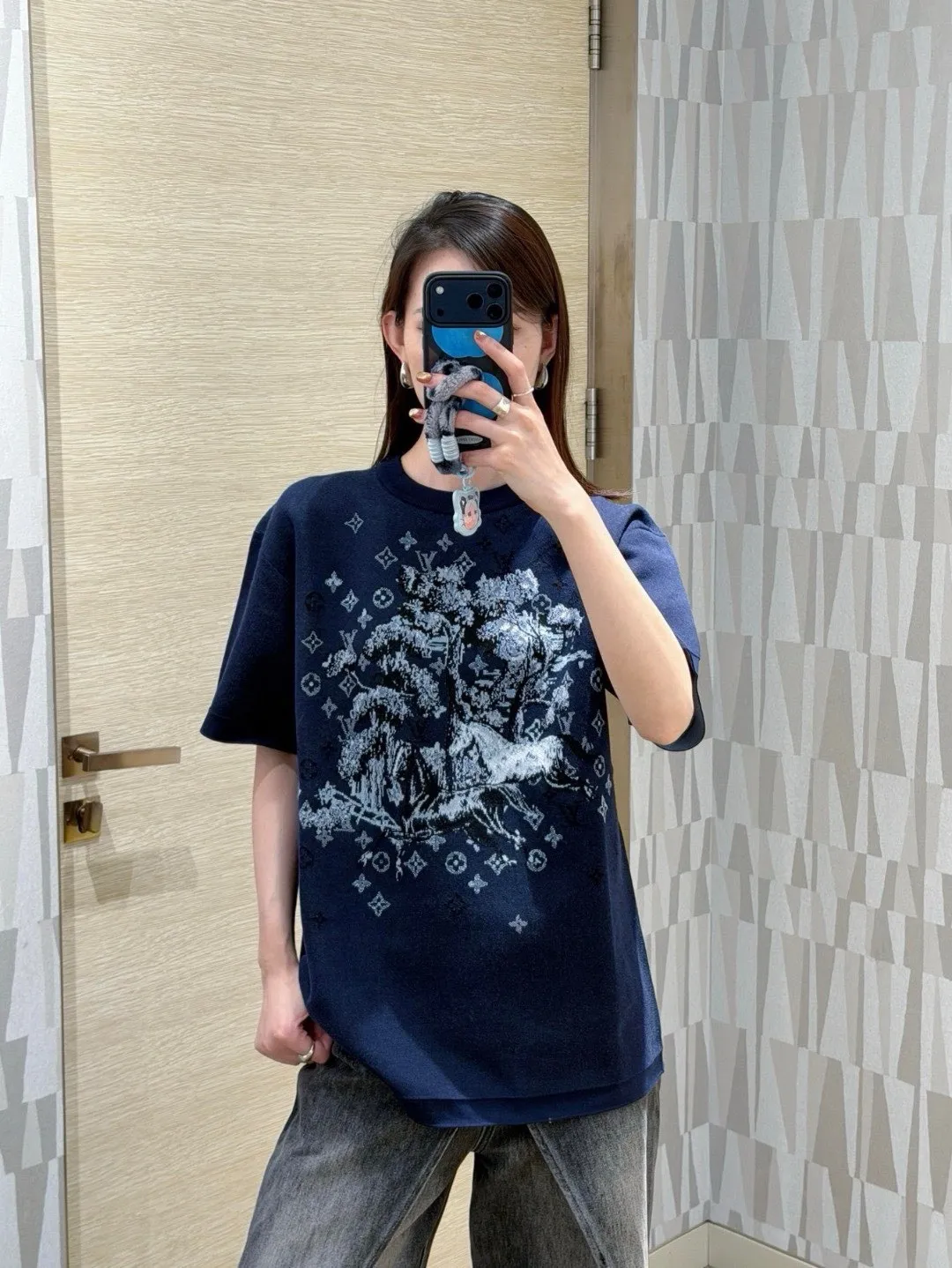 Louis Vuitton/Louis Vuitton Year of the Horse intarsia colorblock jacquard knitted short sleeves